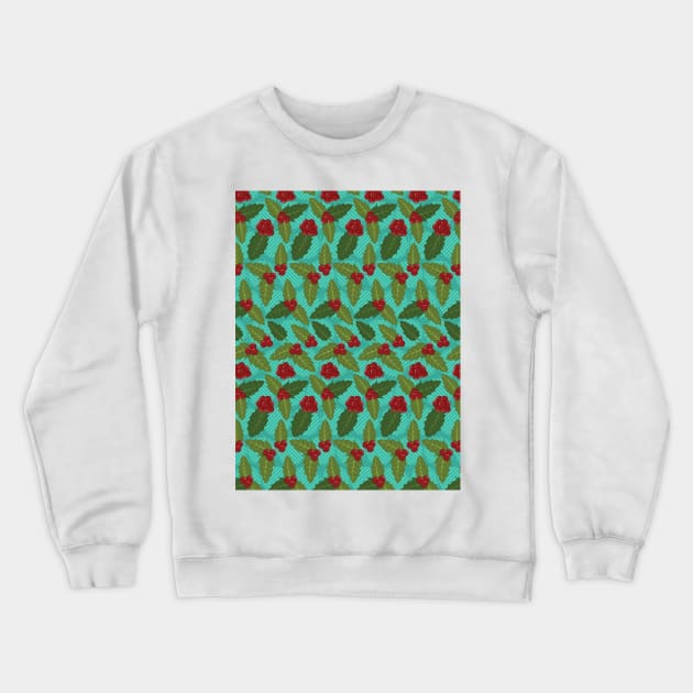 Holly Berry Pattern Crewneck Sweatshirt by zarya_kiqo